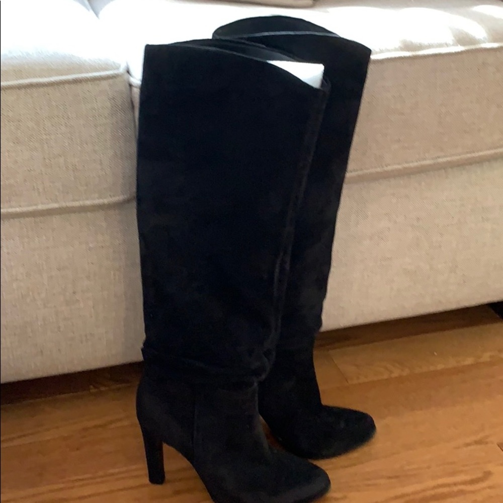 Ivanka Trump black suede high heel boots